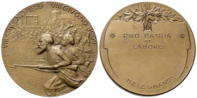 MELEGNANO
Vittorio Emanuele III, 1900-1943.
Medaglia 1909.
Æ
gr. 39,64 mm 44,8
Dr. VIII GIVGNO 1859 - VIII GIVGNO 1909. Scena di battaglia.
Rv. ...