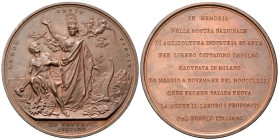MILANO
Umberto I 1878-1900. 
Medaglia 1881 opus A. Restelli.
Æ
gr. 161,67 mm 71,2
Dr. LABOR - OMNIA - VICIT. L'Italia turrita, regge ramo d'allor...