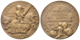 MILANO
Durante Vittorio Emanuele III, 1900-1946.
Medaglia 1907 opus Johnson.
Æ
gr. 118,72 mm 62,2
Dr. GVERINO MESCHINO. Caricatura di cavaliere; ...