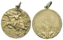 MILANO
Ventennio Fascista, dal 1923 al 1943.
Medaglia 1929 a. VII Fiera Campionaria Milano.
Ag dorato
gr. 14,86 mm 32,3
Dr. Bellerofonte con Pega...