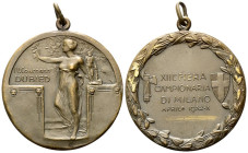 MILANO
Ventennio Fascista, dal 1923 al 1943.
Medaglia 1932 a. X Concorso Dubied - Fiera Campionaria di Milano.
Æ
gr. 18,46 mm 38.3
Dr. Figura mul...