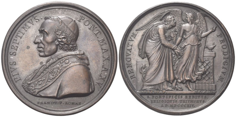 ROMA
Pio VII (Barnaba Chiaramonti), 1800-1823.
Medaglia 1814 a XV opus E. Bran...