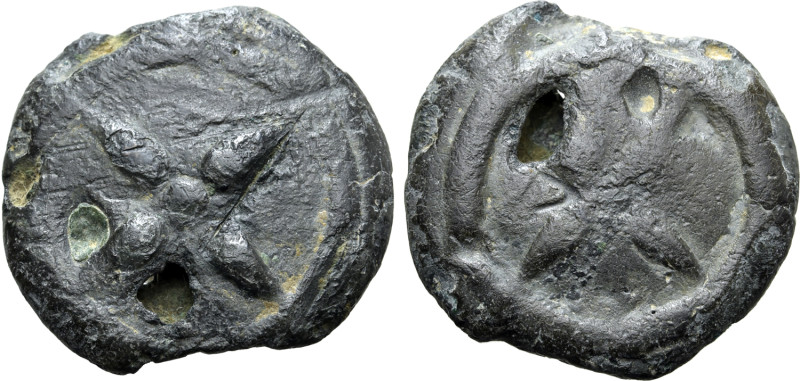 No Reserve 

Etruria, uncertain mint cast Æ Uncia. 3rd century BC. Wheel with fo...