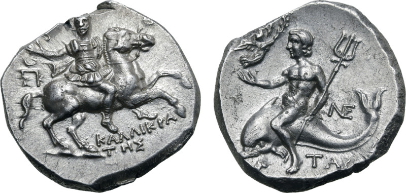 No Reserve 

Calabria, Tarentum AR Nomos. Circa 240-228 BC. Kallikrates, magistr...