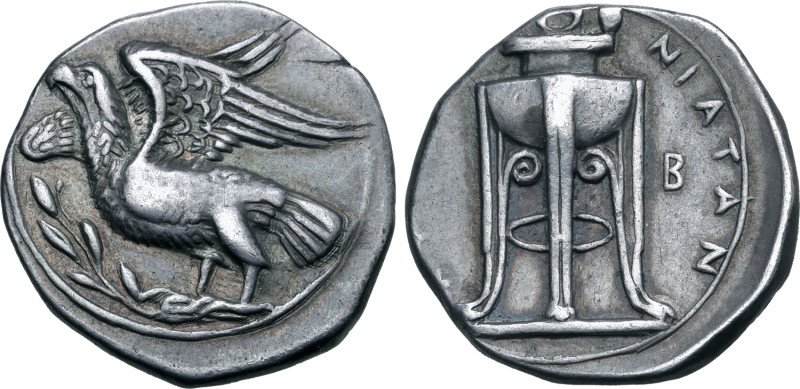 No Reserve 

Bruttium, Kroton AR Stater. Circa 350-300 BC. Eagle standing to lef...