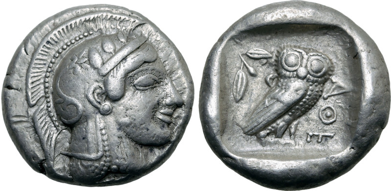 No Reserve 

Attica, Athens AR Tetradrachm. Circa late 470s BC. Head of Athena t...