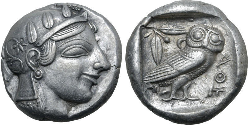 No Reserve 

Attica, Athens AR Tetradrachm. Circa 465-460 BC. Head of Athena to ...