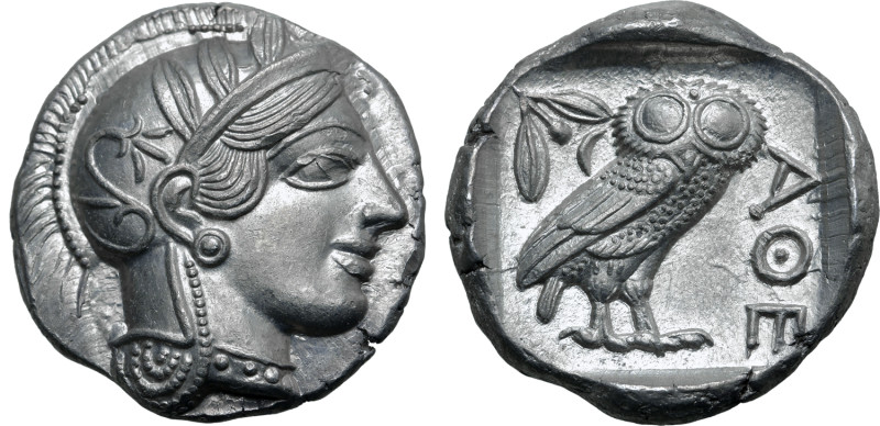 No Reserve 

Attica, Athens AR Tetradrachm. Circa 454-404 BC. Head of Athena to ...