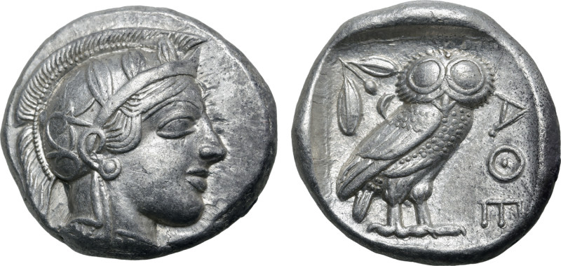 No Reserve 

Attica, Athens AR Tetradrachm. Circa 454-404 BC. Head of Athena to ...