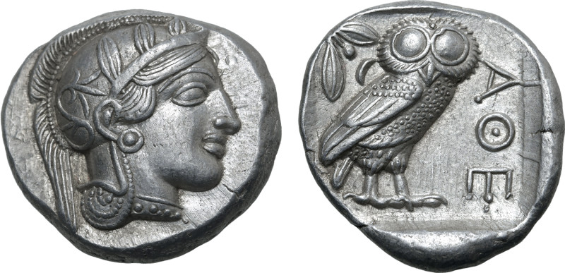 No Reserve 

Attica, Athens AR Tetradrachm. Circa 454-404 BC. Head of Athena to ...