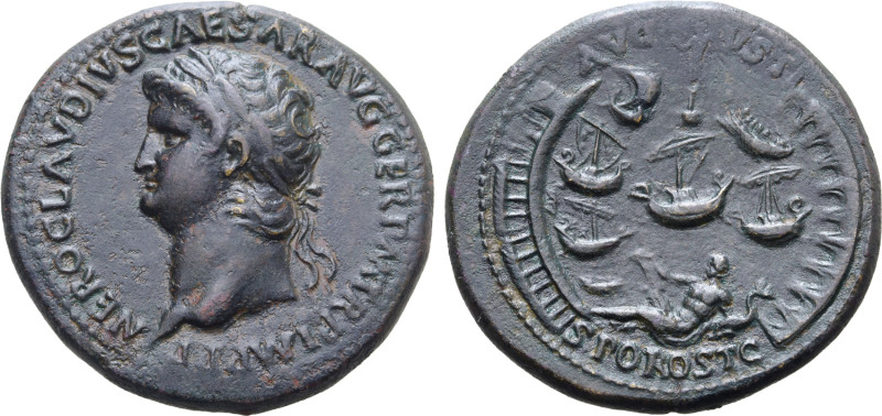 No Reserve 

Nero Æ Sestertius. Rome, AD 62-68. NERO CLAVDIVS CAESAR AVG GER P M...