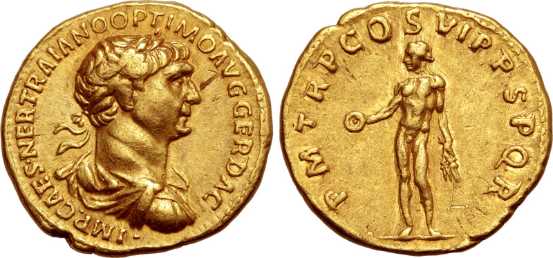 No Reserve 

Trajan AV Aureus. Rome, AD 114-116. IMP CAES NER TRAIANO OPTIMO AVG...