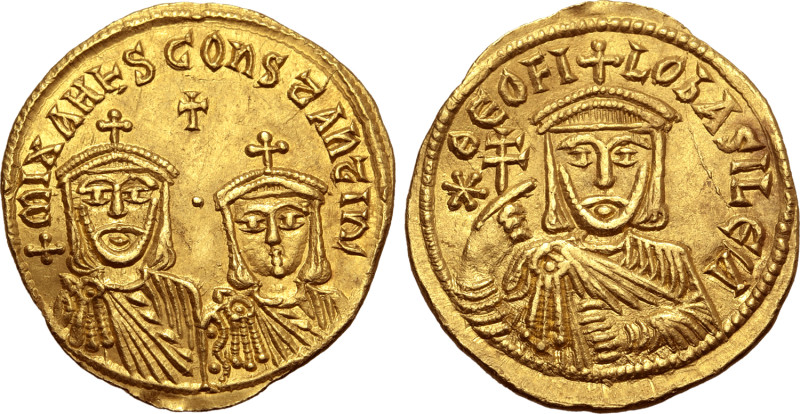 No Reserve 

Theophilus, with Michael II and Constantine, AV Solidus. Constantin...