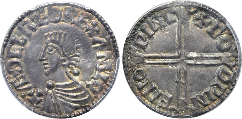 No Reserve 

Anglo-Saxon, Kings of All England. Aethelred II AR Penny. Long cros...