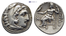 MACEDONIAN KINGDOM. Alexander III the Great (336-323 BC). AR drachm (18mm, 4.3 g). Posthumous issue of Colophon, ca. 322-317 BC. Head of Heracles righ...