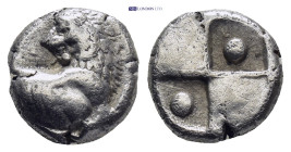 Thracian Chersonese. Chersonesos 386-338 BC. Hemidrachm (2.24 Gr. 11mm)
 Forepart of lion right, head reverted 
 Rev. Quadripartite incuse square with...