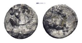 PERSIA. Achaemenid Empire. temp. Artaxerxes III to Darios III. (4th century BC.) AR Tetartemorion.
 (0.13 Gr. 5mm.)
 The Persian Great King in kneelin...