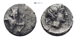 PERSIA. Achaemenid Empire. temp. Artaxerxes III to Darios III. (4th century BC.) AR Tetartemorion. 
(0.16 Gr. 5mm.)
The Persian Great King in kneeling...