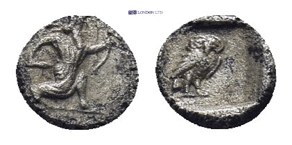 CILICIA, Uncertain. 4th century BC. AR Tetartemorion (0.14 Gr. 5mm).
 Persian ki...