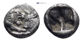 KINGS OF LYDIA. Kroisos (Circa 564/53-550/39 BC). 1/24 Stater. Sardes. (0.43 Gr. 6mm.)
 Confronted foreparts of lion and bull.
 Rev. Incuse square pun...