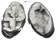 Kings of Persia Siglos Kings of Persia (Achaemenids). AR Siglos (5.54 Gr. 17mm)
 The Great King, bearded, in "Knielauf" to right, holding bow and spea...