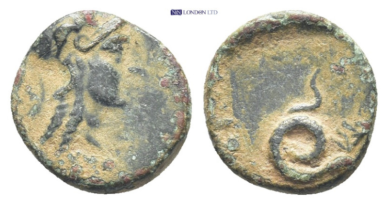 Mysia, Pergamon, Philetairos. Ae. (14mm, 2.1 g) 200-133 BC. Obv: Helmeted head o...