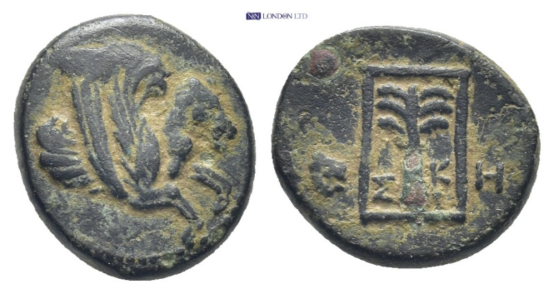 Troas, Skepsis Æ (16mm, 4.21 g). Circa 350-300 BC. Forepart of Pegasos flying to...