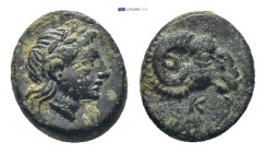 Troas, Kebren. Ae,(10mm, 1.0 g). Circa 387-310 BC. Obv: Laureate head of Apollo right. Rev: Ram's head right; below, K below.
