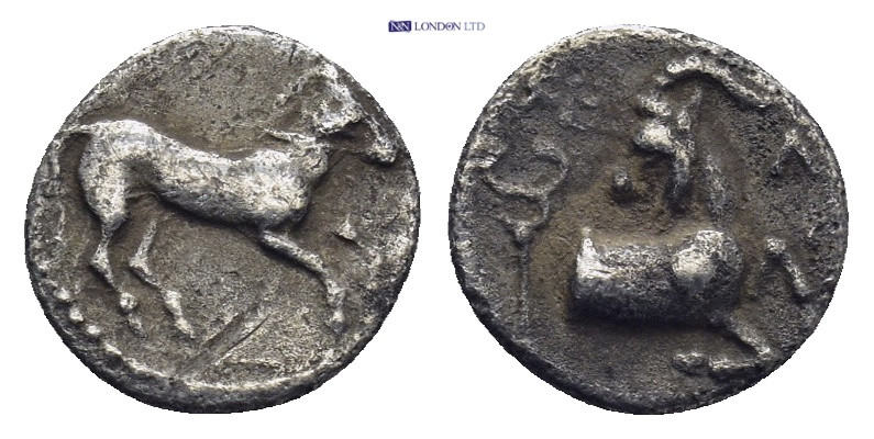 Cilicia. Kelenderis 400-350 BC. Obol AR (10mm., 0,65 g). Horse prancing right / ...