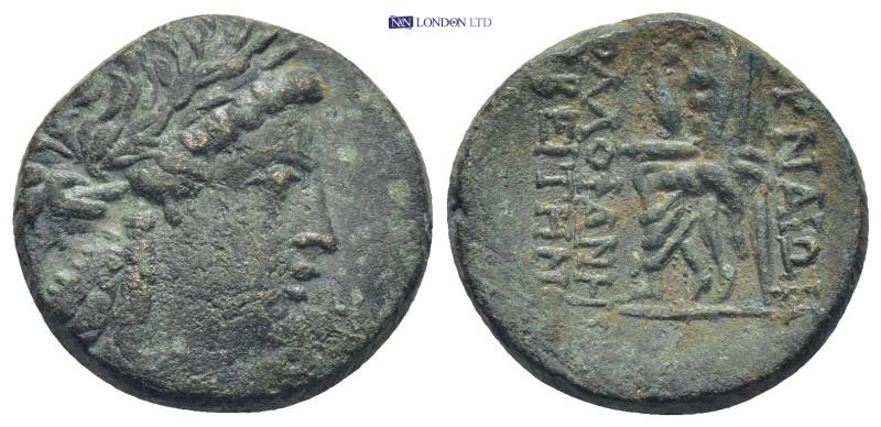 IONIA, Smyrna. Circa 105-95 BC. AE (7.2 Gr. 21mm.) 
Laureate head of Apollo righ...