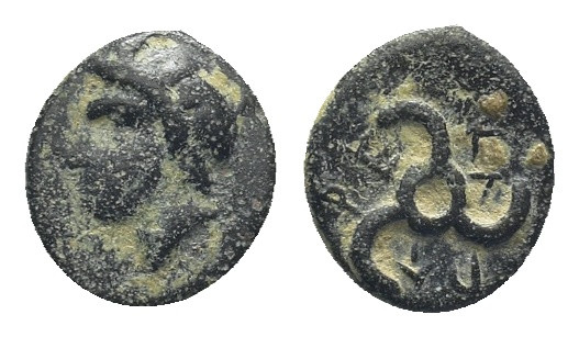 Lycian Dynasts. Perikles. Ca. 380-360 B.C. Æ (12mm, 2.02 g). Horned head of Pan ...