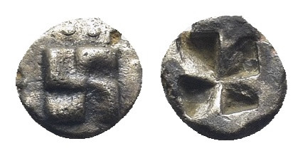 IONIA. Uncertain. (625-600 BC) AR 1/12 Stater or Diobol (9mm 1.06 g) Obv: Clockw...