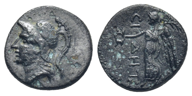 PAMPHYLIA. Side. 1st century BC. AE (13mm, 2.0 g). Head of Athena to left, weari...