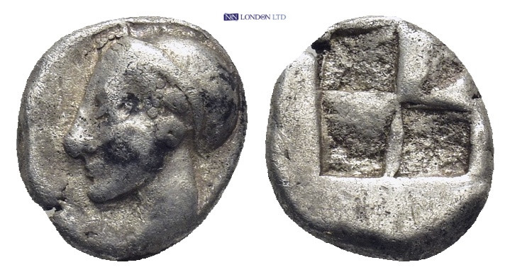 IONIA. Phokaia. Diobol (Circa 521-478 BC). (1.3 Gr. 10mm.)
 Archaic head of Athe...