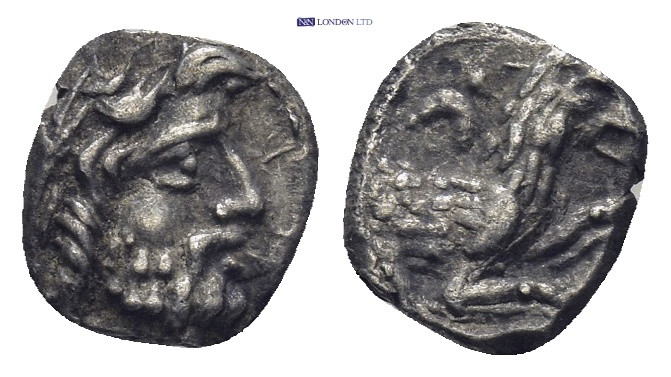 Cilicia - Tarsos - AR 3/4 Obol (4th century BC. ( 0.57 Gr. 8mm.)
 Bearded head r...