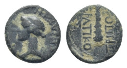 LYDIA. Tripolis. Livia (Augusta, 14-29). Ae. (14mm, 3.27 g) Hieratikos, magistrate. Struck under Tiberius. Obv: ΣEBAΣTH. Head of Livia left. Rev: IEPA...