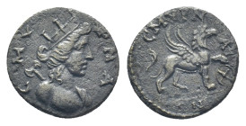 IONIA. Smyrna. Pseudo-autonomous (Late 2nd century). Ae. (19mm, 3.34 g) Obv: CMVPNA. Turreted bust of the amazon Smyrna right, with slight drapery and...