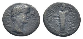 Phrygia, Cadi, Claudius (41–54), AE (20mm, 3.9g ) Obverse: laureate head rightKΛAVΔIOC KAICAPReverse: Zeus standing left, holding eagle and sceptre, m...