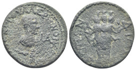 Pamphylia, Aspendus. Valerian II. Caesar, A.D. 253-255. AE (28mm, 16.3 g). ΠOV ΛIK KOPOVAΛEPIANONC AI CEB, Bust of Valerian to right, bare-headed, wea...