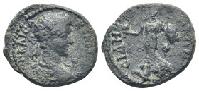 PAMPHYLIA, Side. Commodus. As Caesar, AD 166-177. Æ (20mm, 4.2 g). Laureate-headed bust of Commodus (lightly bearded - short beard?) wearing cuirass a...