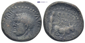 PHOENICIA, Berytus. Titus. As Caesar, AD 69-79. AE. (11.3 Gr. 23mm.). 
Bare head left.
Rev. Founder plowing right with two yoked oxen.