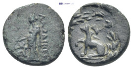Phrygia. Laodicea ad Lycum. Pseudo-autonomous AE (14mm, 2.7 g) time of Tiberius, 14-37. Aphrodite standing facing, head to left, holding dove in her r...