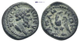 Phrygia. Apameia. Pseudo-autonomous issue AD 193-235. Time of the Severans
Bronze Æ
16mm, 3.42 g
ZЄVC KЄΛЄNЄVC, draped bust of Zeus Keleneus right / A...