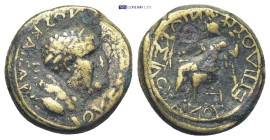 Phrygia, Amorium. Vespasian. AE. (Bronze, 4.3 g, 18mm) 69-54 AD. L. Vipsanios Silvanos (?), magistrate. Obv: [ΟΥΕΣΠΑΣΙΑΝΟ]Σ ΚΑΙΣΑΡ. Laureate head of V...