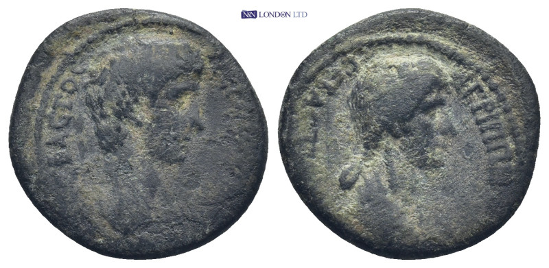 LYDIA. Thyatira. Claudius with Agrippina II (41-54). Ae. (19mm, 2.64 g) Obv: ΤΙ ...