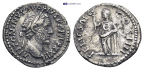 Antoninus Pius (AD 138-161). AR denarius (17mm, 3.0 g).Rome, AD 159-160. ANTONINVS AVG PIVS P P TR P XXIII, laureate head of Antoninus Pius right / FE...