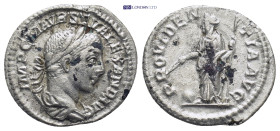 Severus Alexander (AD 222-235). AR denarius (20mm, 2.57 g). Rome, AD 223. Laureate, draped bust of Alexander right / Providentia standing left holding...