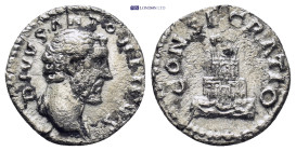 Divus Antoninus Pius, died 161. Denarius (Silver, 16mm, 3.0 g), Rome, struck under Marcus Aurelius in 161. DIVVS ANTONINVS Bare head of Antoninus Pius...