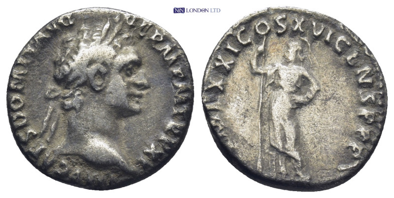 Domitian (AD 81-96). AR denarius Rome (3.1 Gr. 18mm.)
Laureate bust of Domitian ...