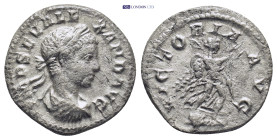 Alexander Severus 228 -231 A.D. Denarius (2.9 Gr. 19mm.)
 Laureate, draped and cuirassed bust right. 
Rev. Victory advancing right, holding wreath and...